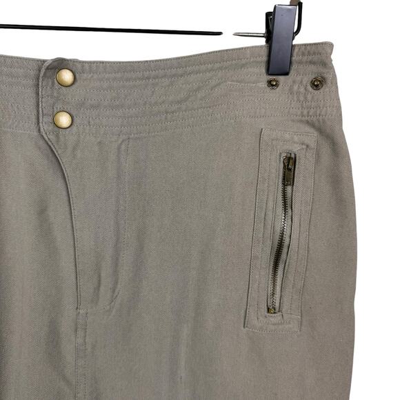 Kate Landry 100% Silk Knit Taupe Green Moto Mini Skirt - Picture 3 of 7